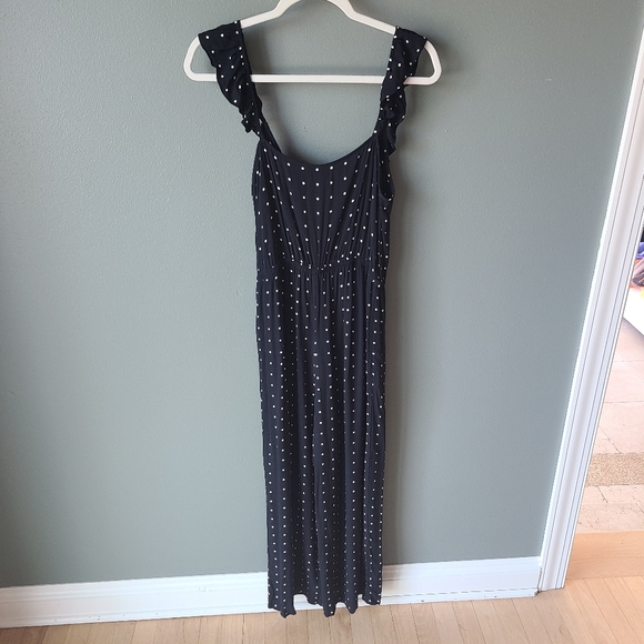 Madewell Ruffle Front Wrap Jumpsuit in Grid Dot, Size 6 - Picture 4 of 6
